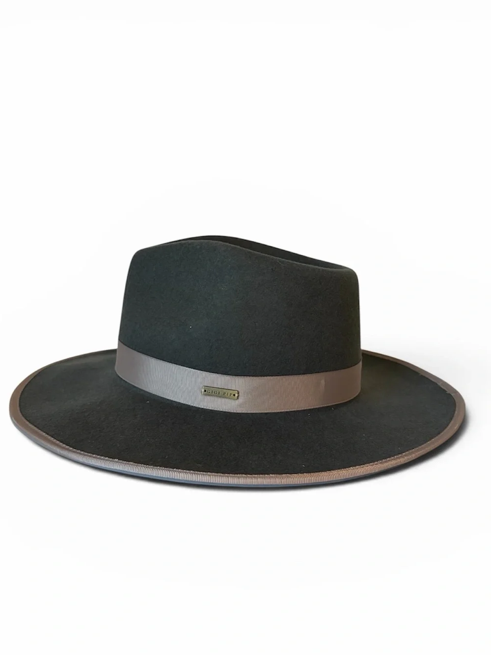 GIGI PIP The Monroe Rancher Cowboy Wide Brim Felt Fedora Charcoal Gray 100% Wool